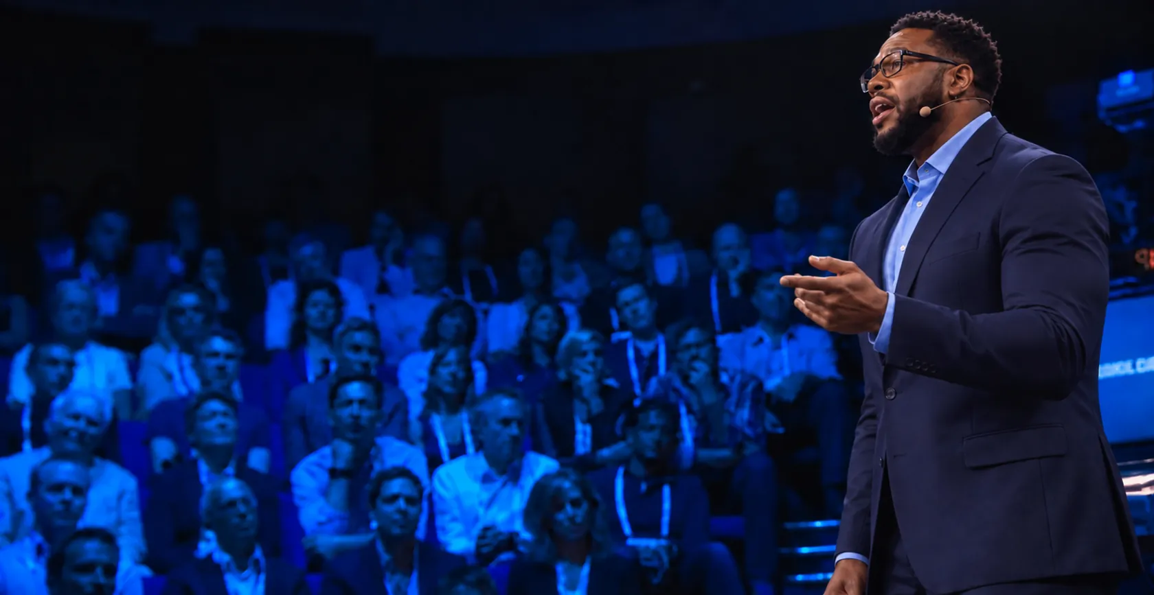 Lorenzo L. Sellers speaking on stage to a leadership audience